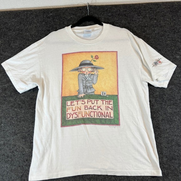 Hanes Other - Vtg 90s Mary Engelbreit Dysfunctional Shirt Mens Large White Graphic Retro Art